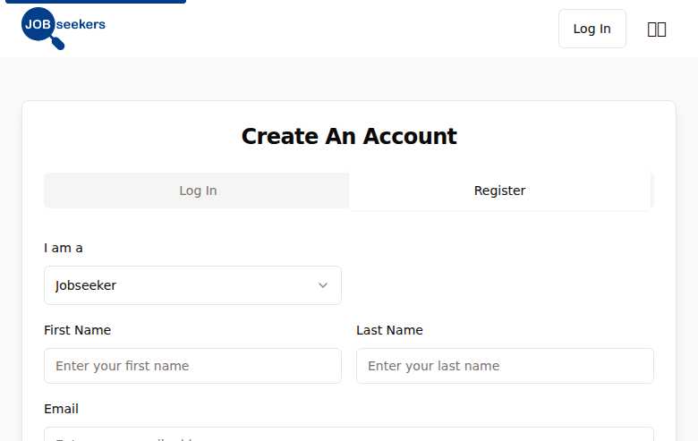 Jobseekers Register Page